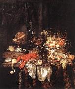 BEYEREN, Abraham van Banquet Still-Life with a Mouse fdg oil painting reproduction